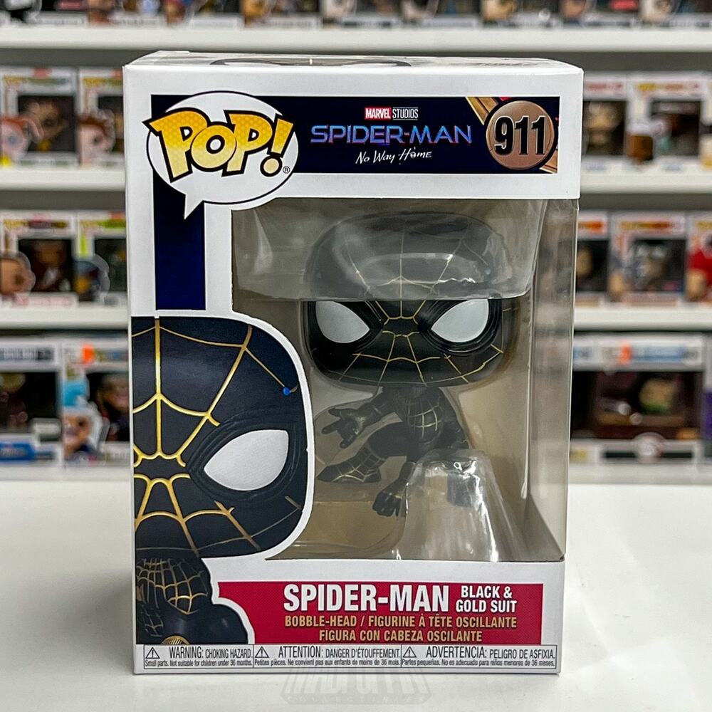 Funko Pop Marvel Spider-Man No Way Home Black & Gold Suit 911 Toy Vinyl Figure